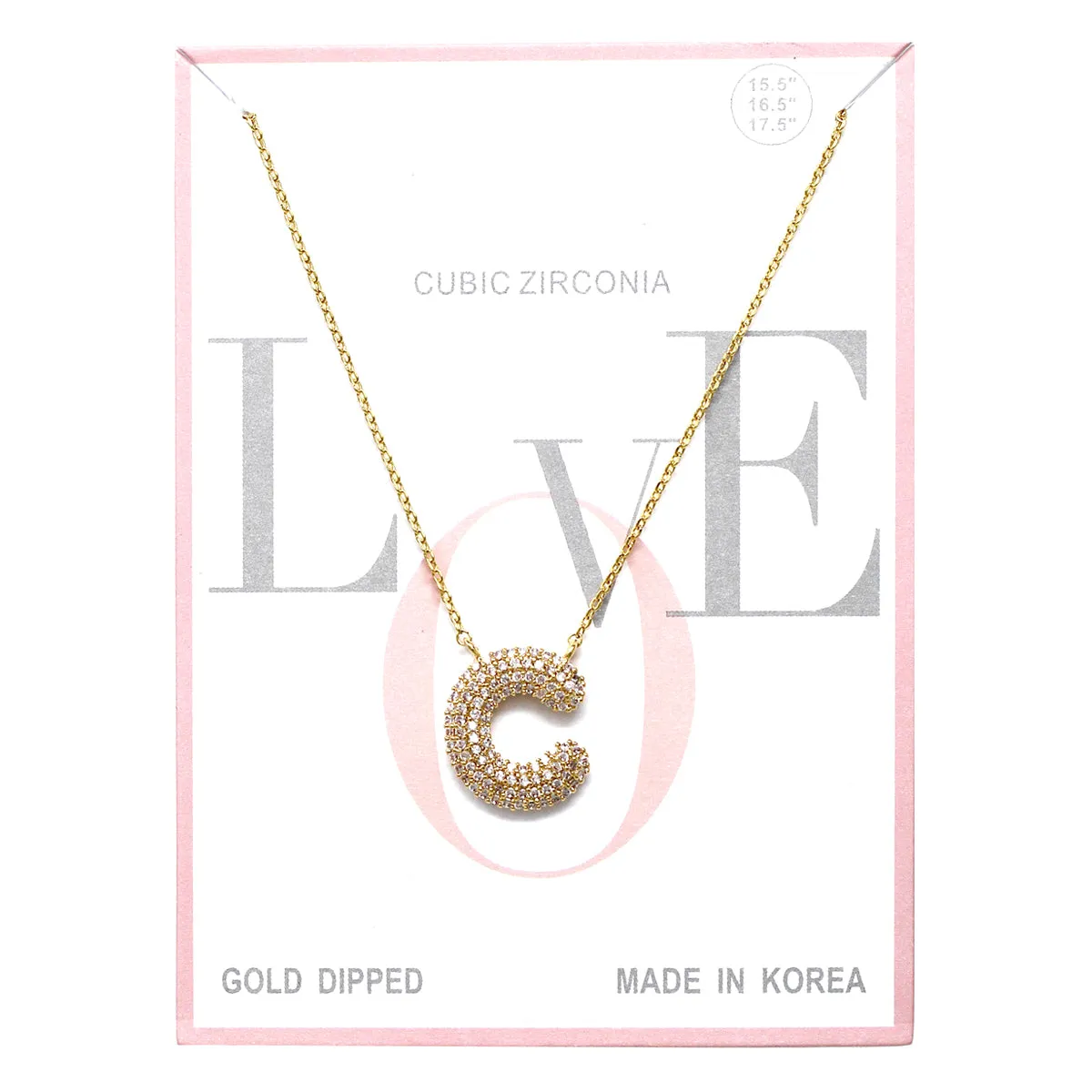 C Cubic Zirconia Pave Initial Simple Chain Necklace