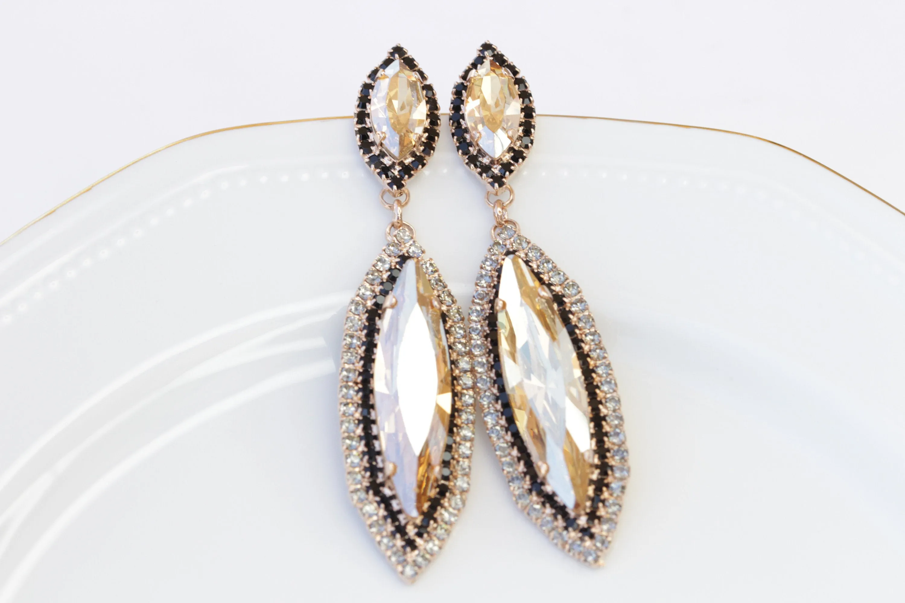 CHAMPAGNE LONG Drop Chandelier EARRINGS