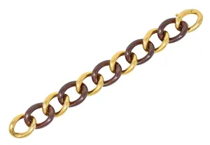 Contemporary 18 Karat Yellow Gold Ceramic Large Curb Link Bracelet