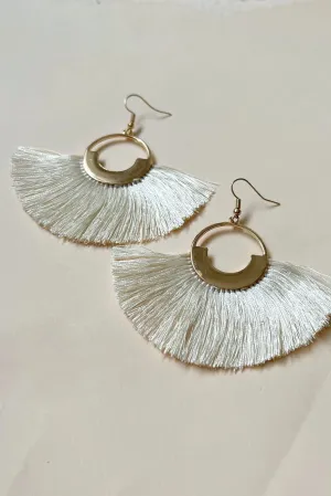 Cream Fan Earrings