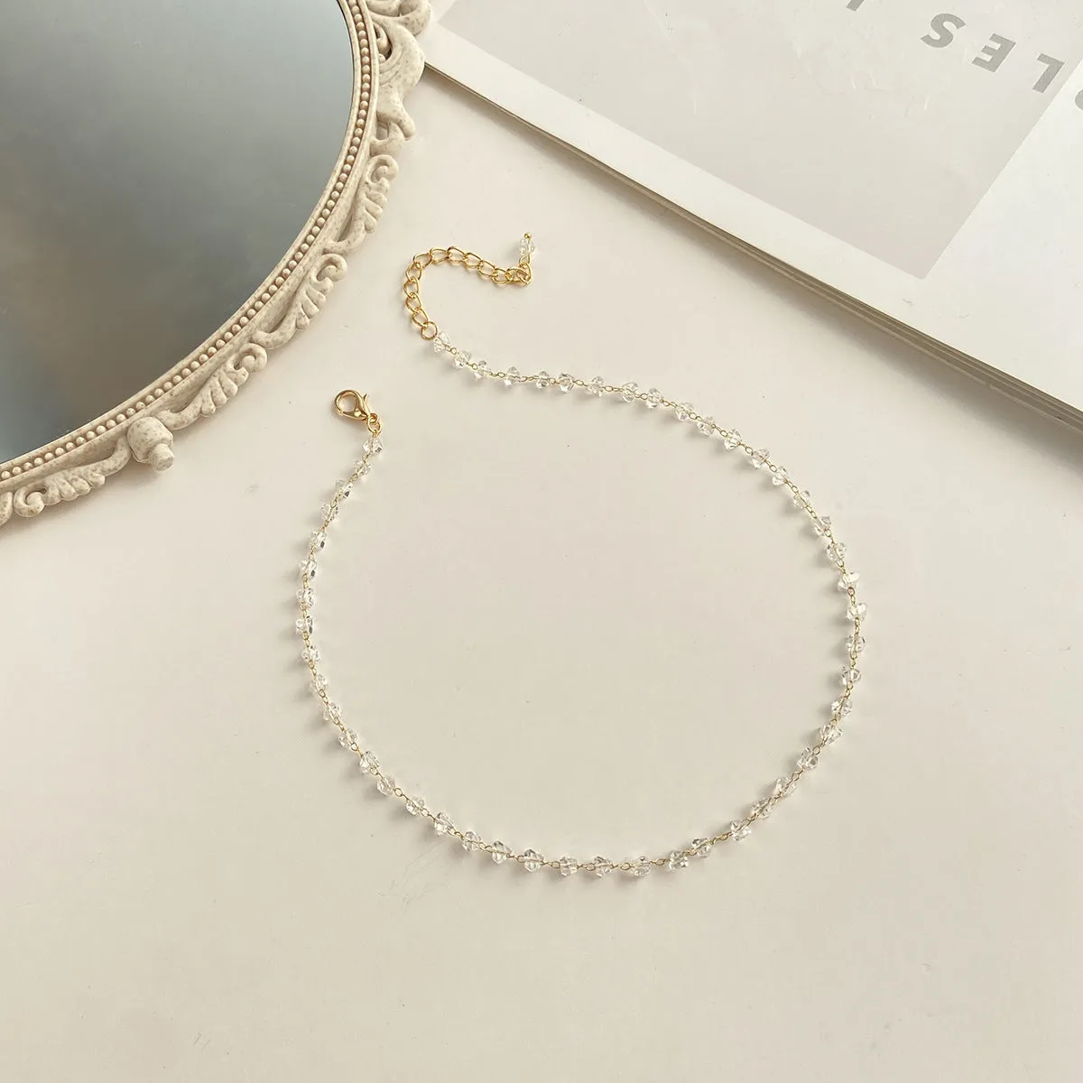 Creative Retro Simple Crystal Choker Short Necklace Women