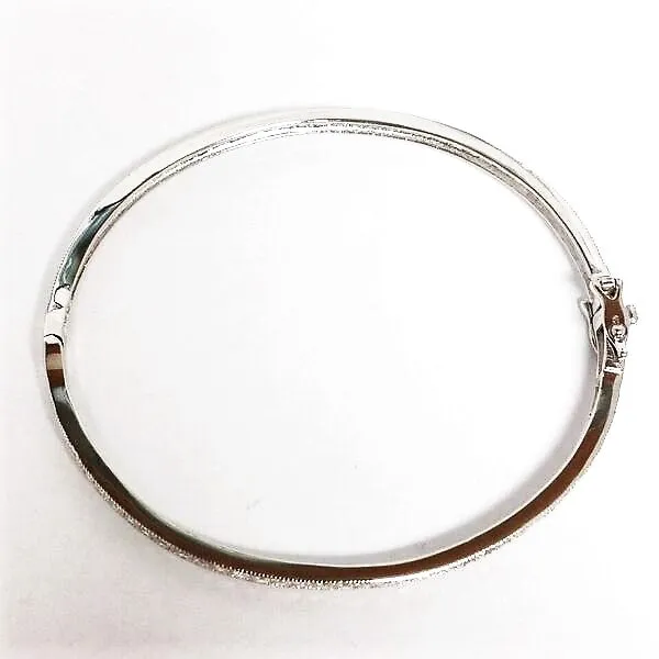 Cubic Zirconia and Rhodium Plated Sterling Bangle