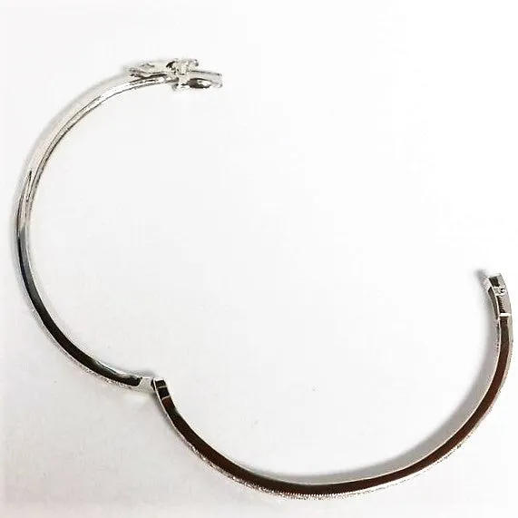 Cubic Zirconia and Rhodium Plated Sterling Bangle