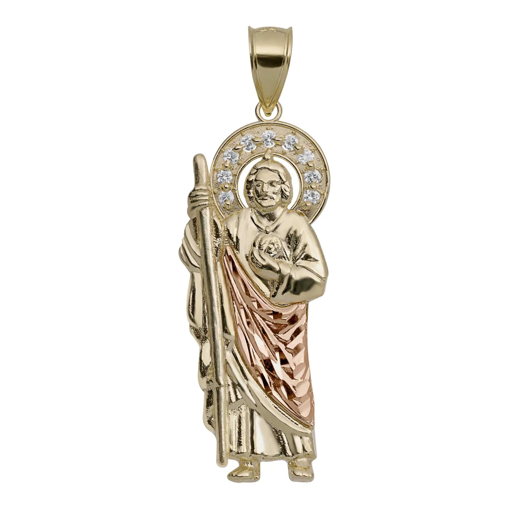 CZ Diamond-Cut St. Jude Pendant 10K Yellow Gold