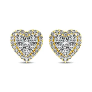 Diamond 3/4 ct tw Heart Earrings  in 14K Yellow Gold