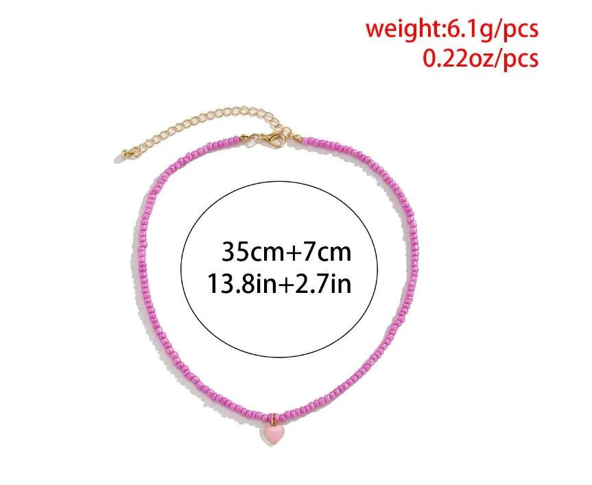 Drop Nectarine Heart Simple Ins Rice Bead Handmade Necklace