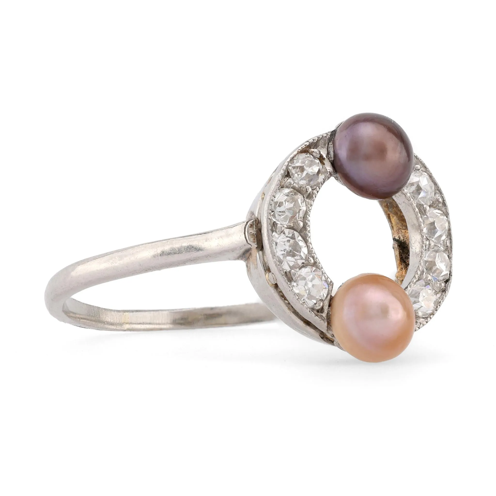 Edwardian Pearl Diamond Platinum Ring