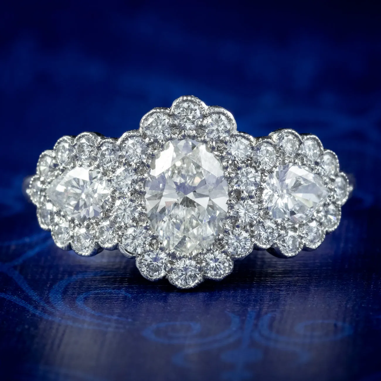 Edwardian Style Diamond Cluster Ring 2.25ct Of Diamond