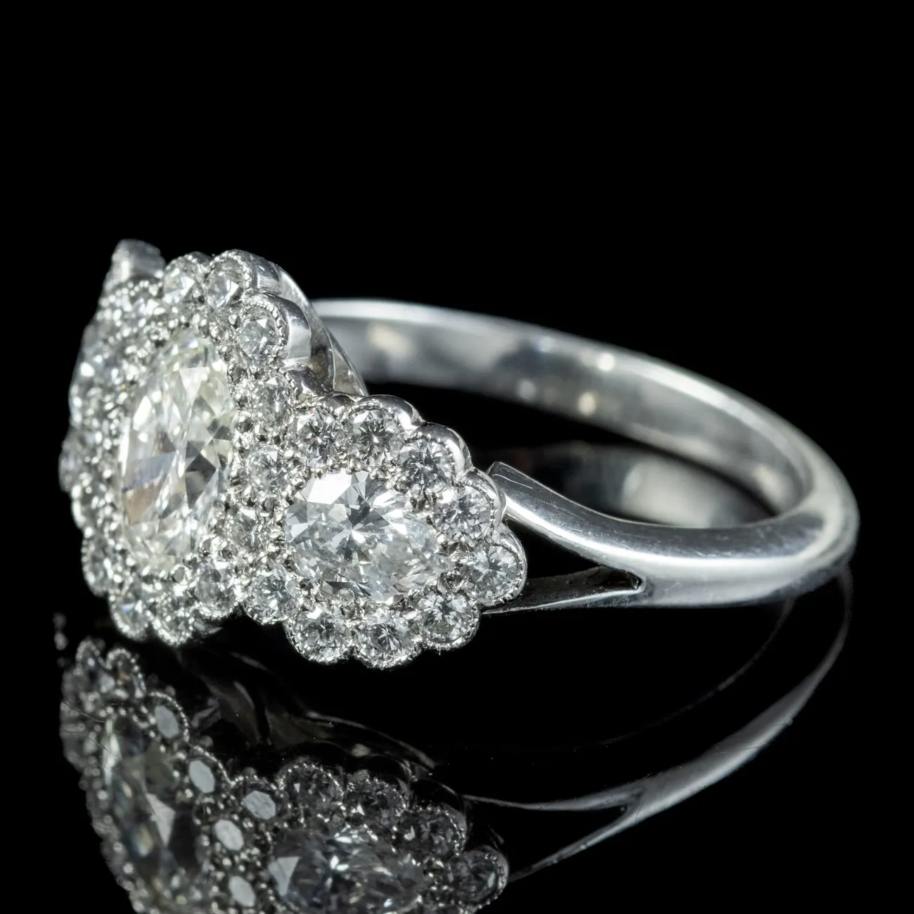 Edwardian Style Diamond Cluster Ring 2.25ct Of Diamond