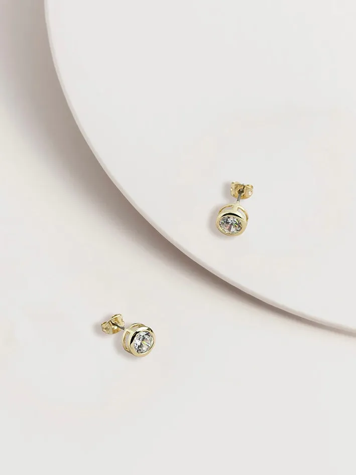 Ella Bezel Set CZ Stud Earrings