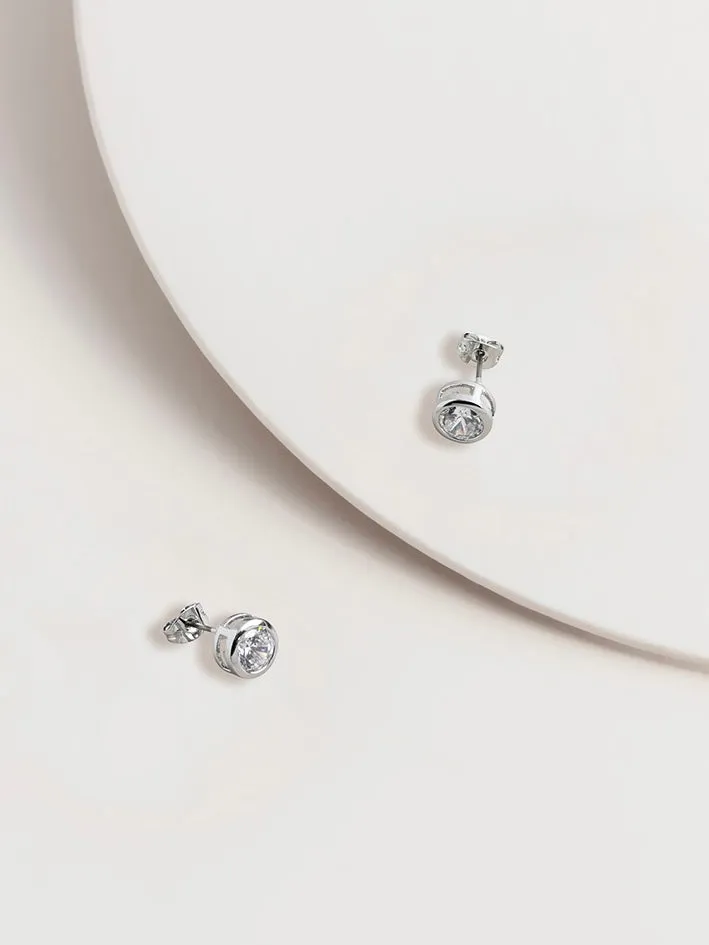 Ella Bezel Set CZ Stud Earrings