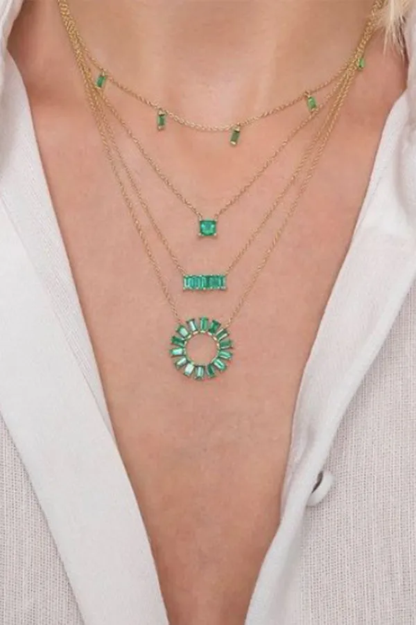 Emerald Baguette Staple Necklace