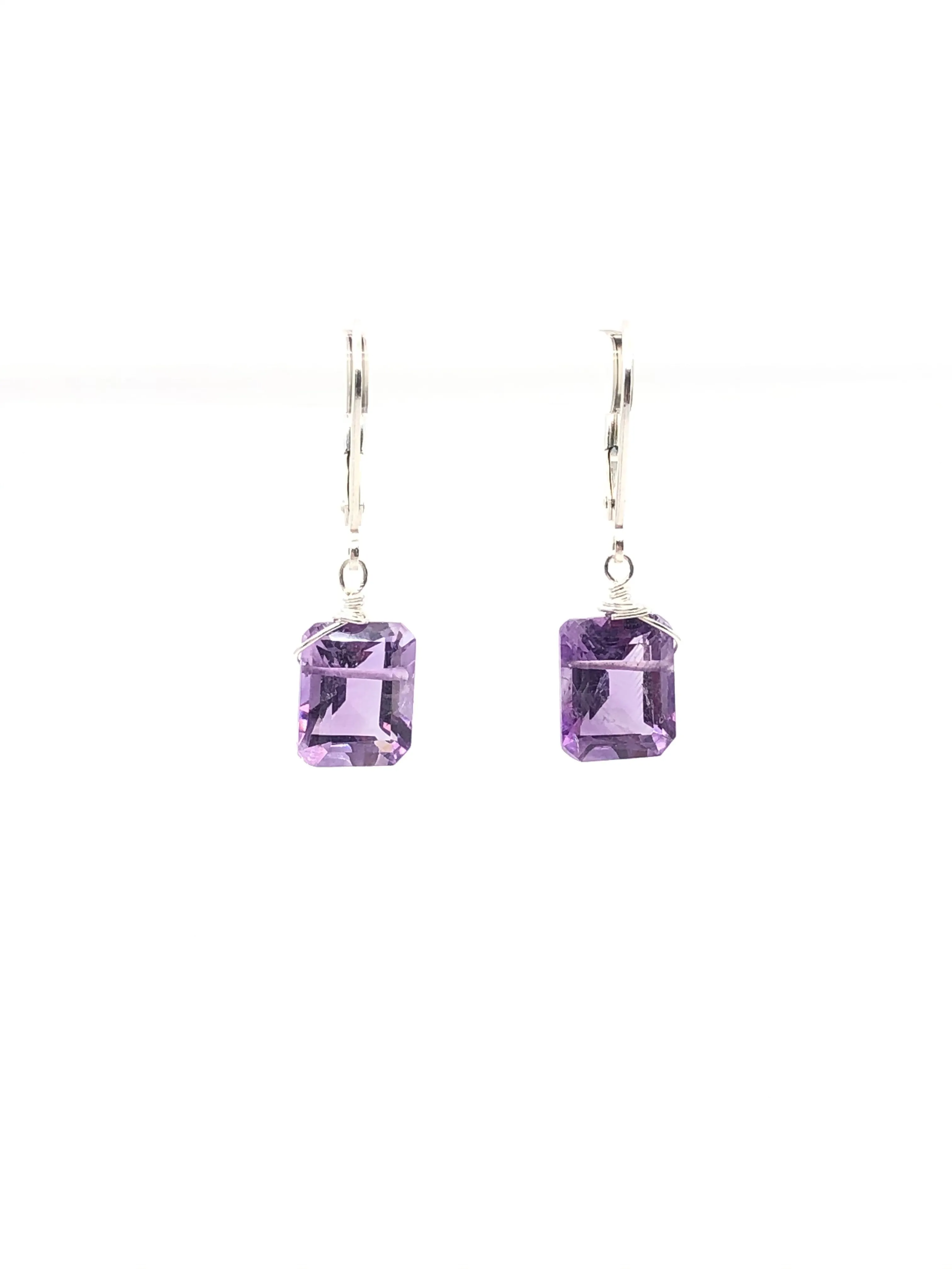 Emerald cut Amethyst earrings