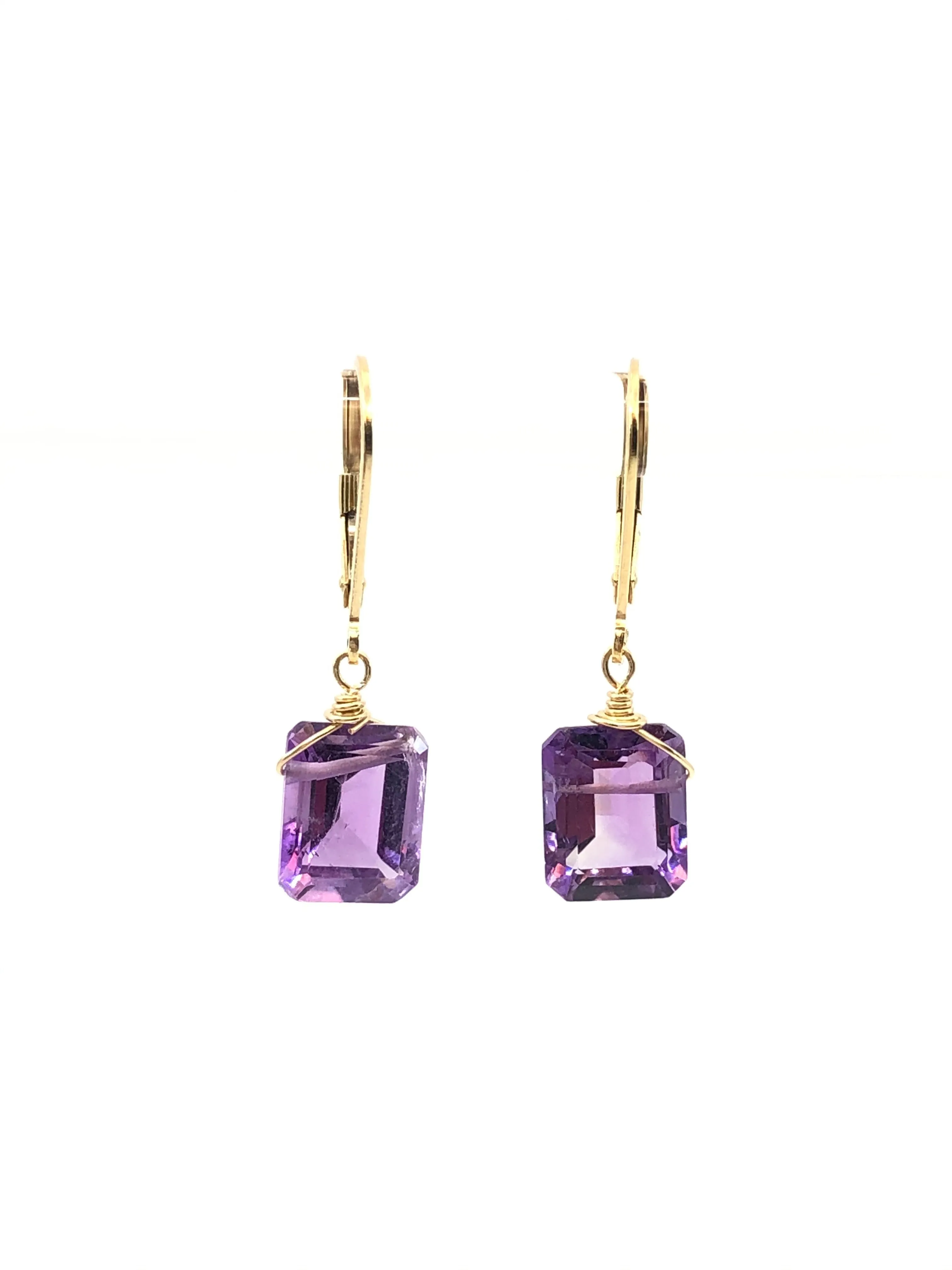 Emerald cut Amethyst earrings