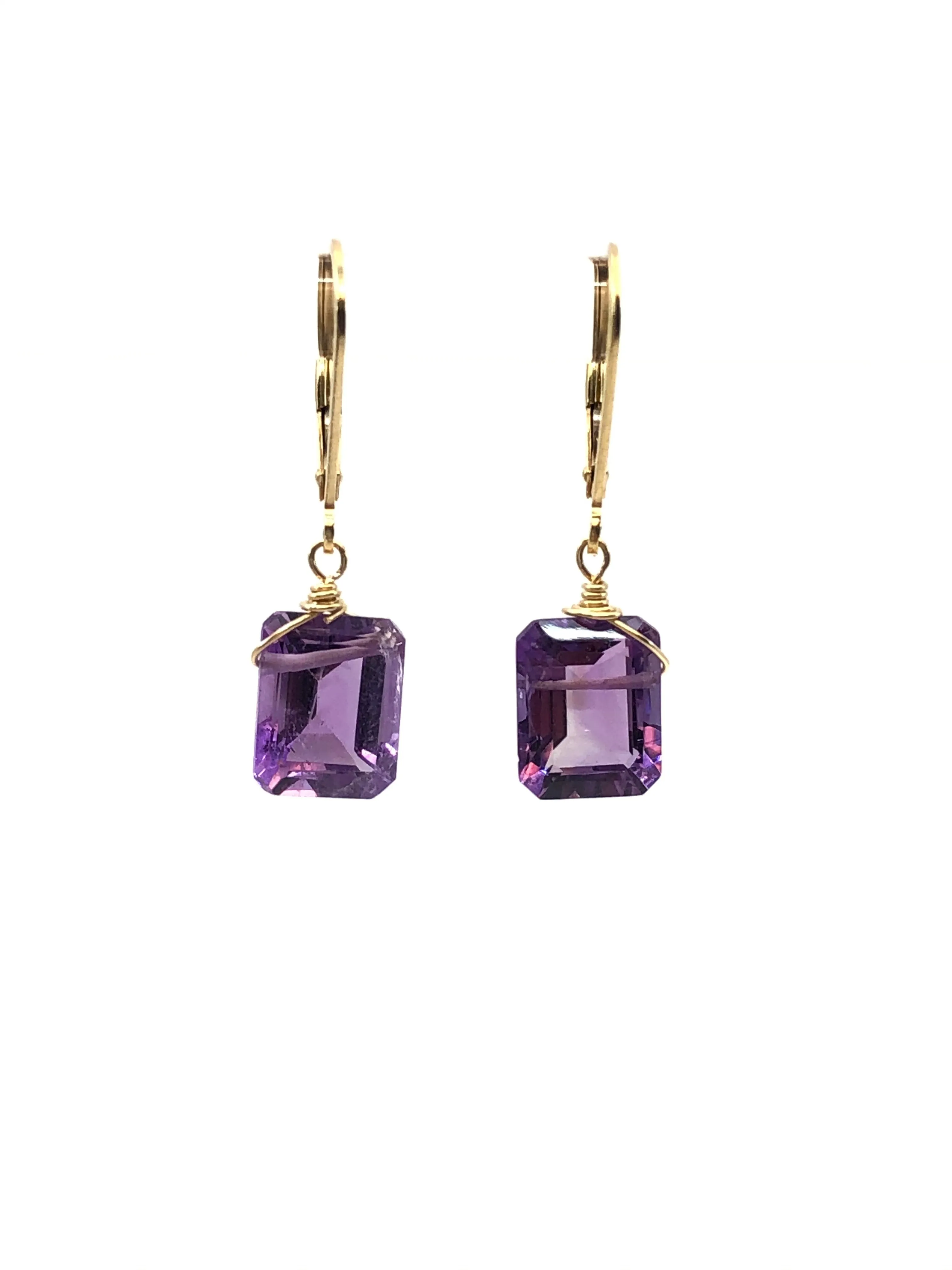 Emerald cut Amethyst earrings