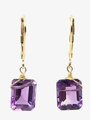 Emerald cut Amethyst earrings