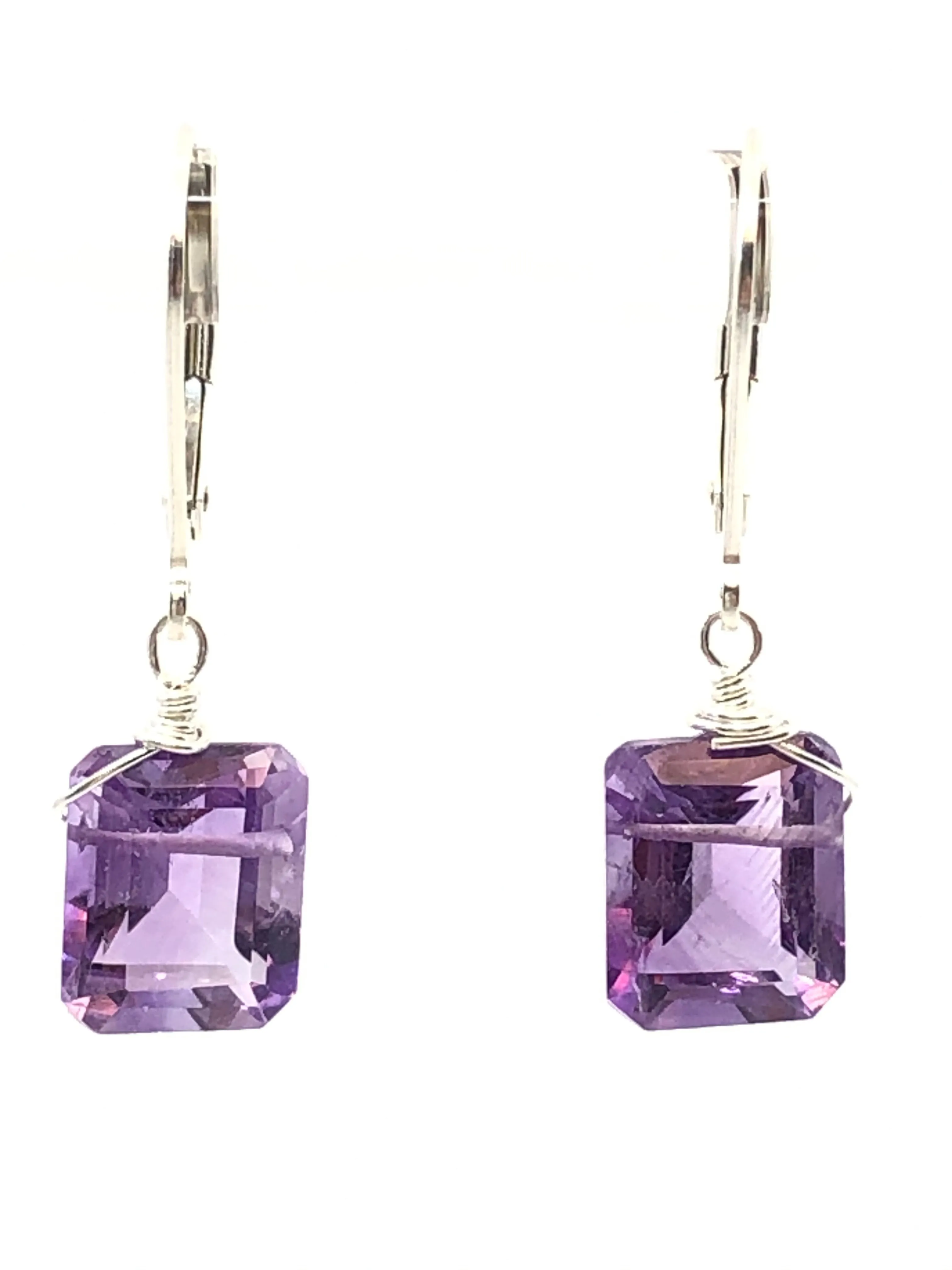 Emerald cut Amethyst earrings