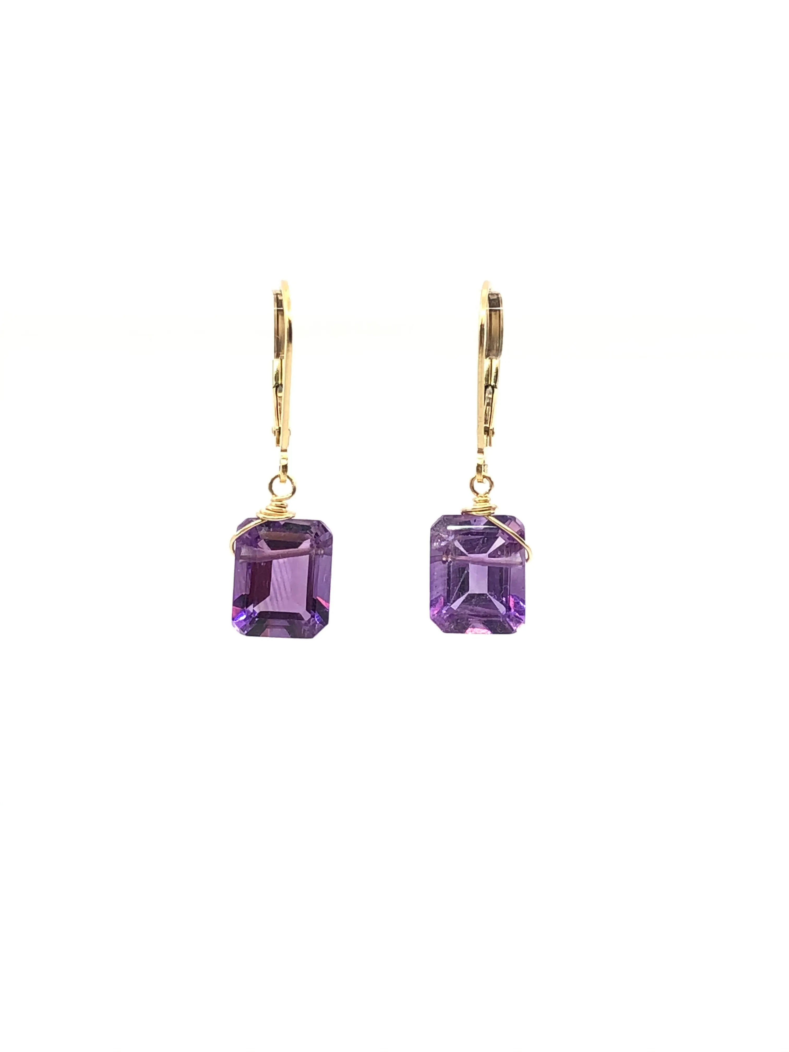 Emerald cut Amethyst earrings