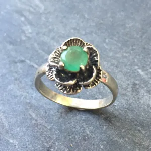 Emerald Flower Ring - Vintage Flower Ring - Rose Emerald Ring