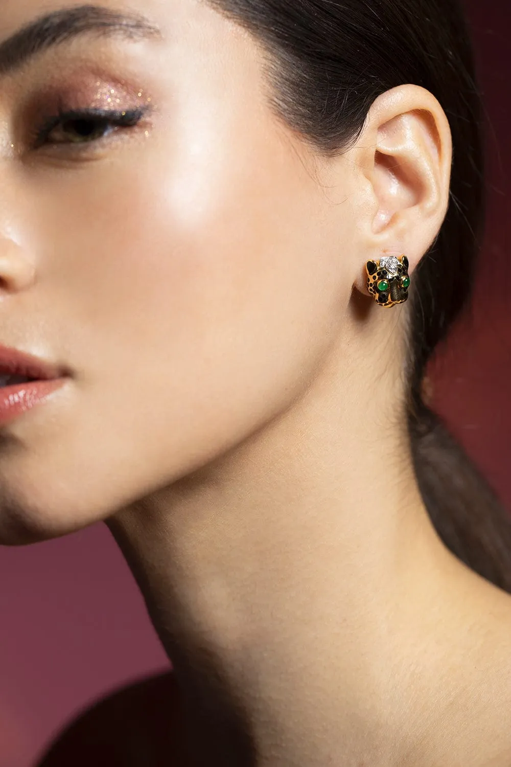 Emerald Leopard Earrings