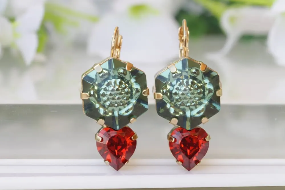 Emerald Red Earrings