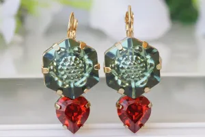 Emerald Red Earrings