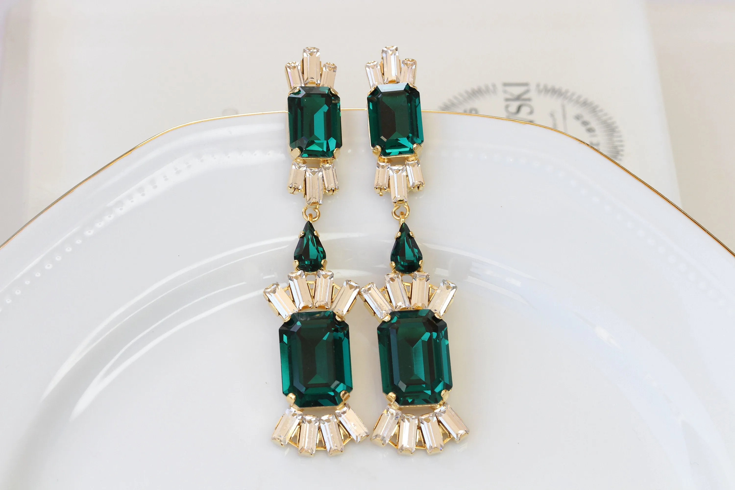 Emerald STATEMENT Earrings