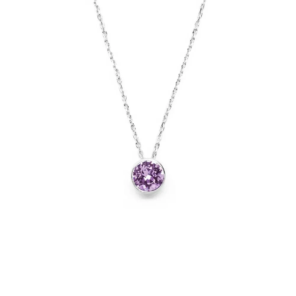 English Lavender Round Crystal Necklace