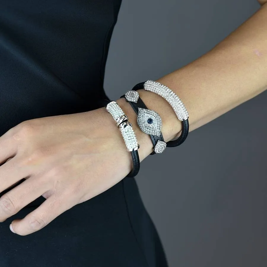 Fabulous Pavé and Leather Bracelet