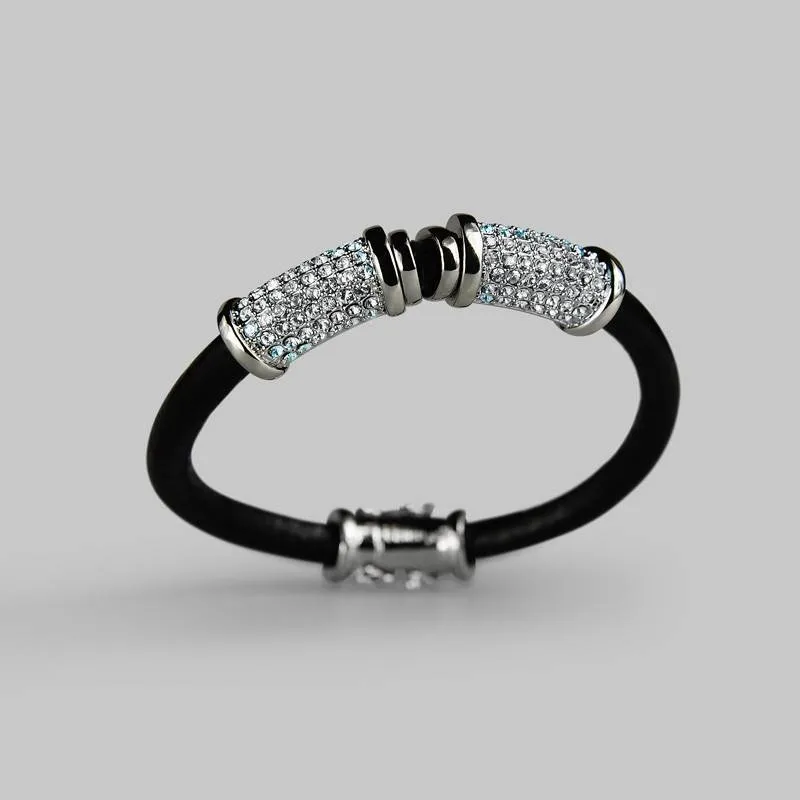 Fabulous Pavé and Leather Bracelet