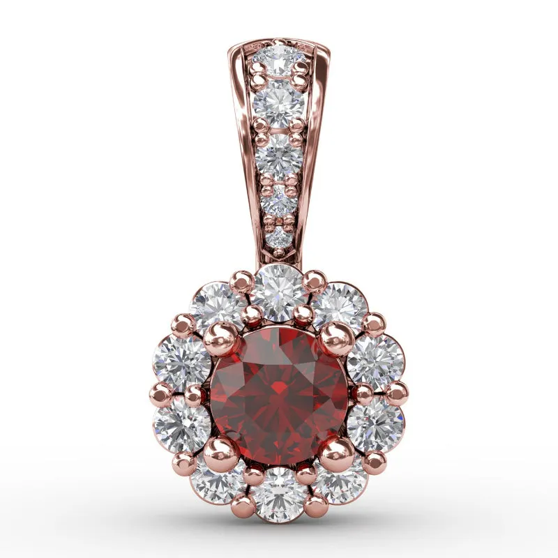 Fana Halo Ruby and Diamond Pendant