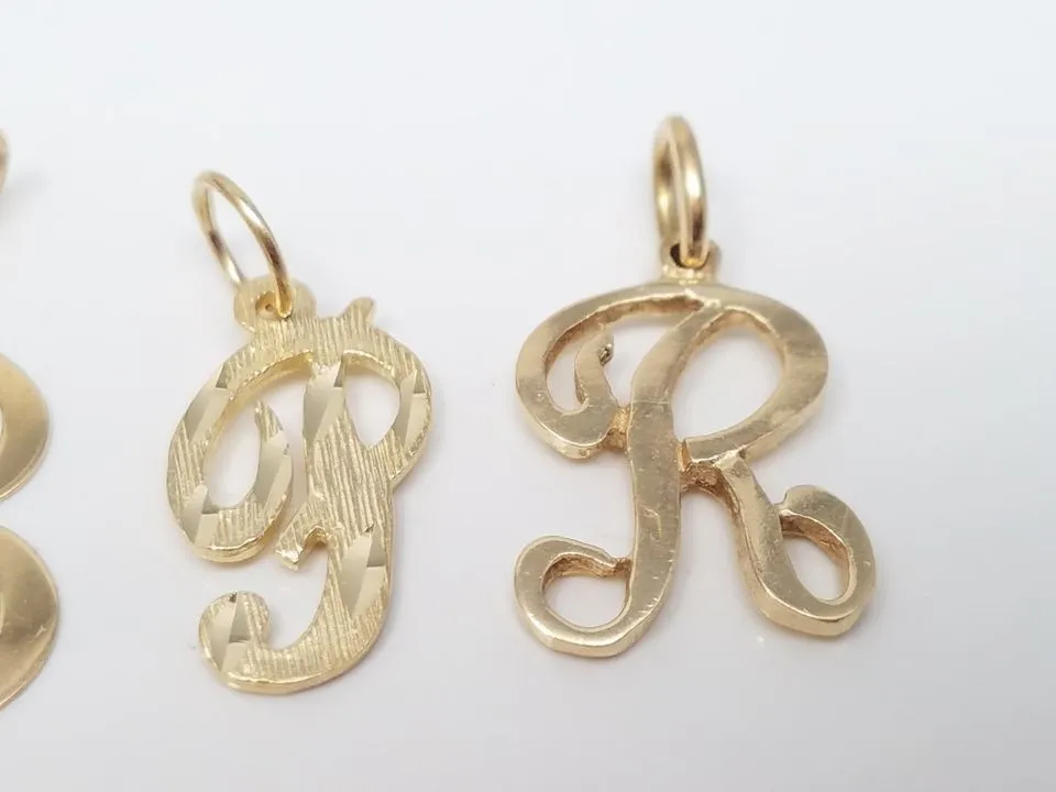 Five Lovely 14k Yellow Gold Initial Pendants/Charms