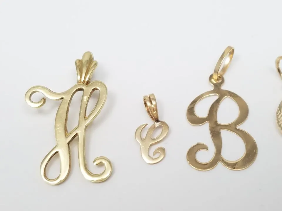 Five Lovely 14k Yellow Gold Initial Pendants/Charms