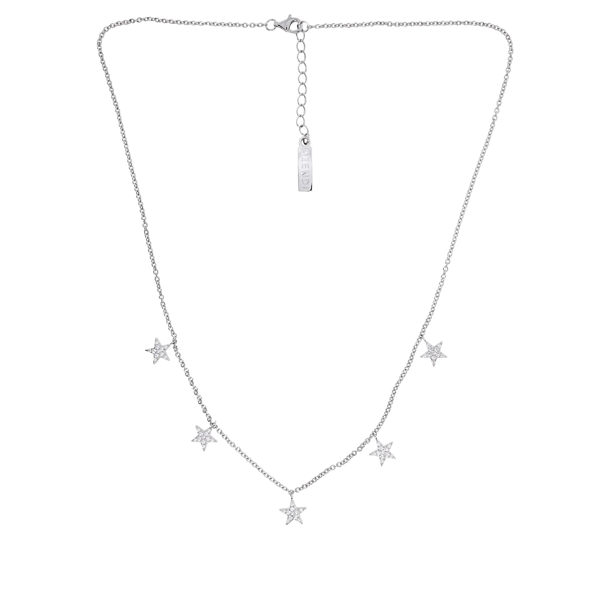 Five Silver Pavé Stars Necklace