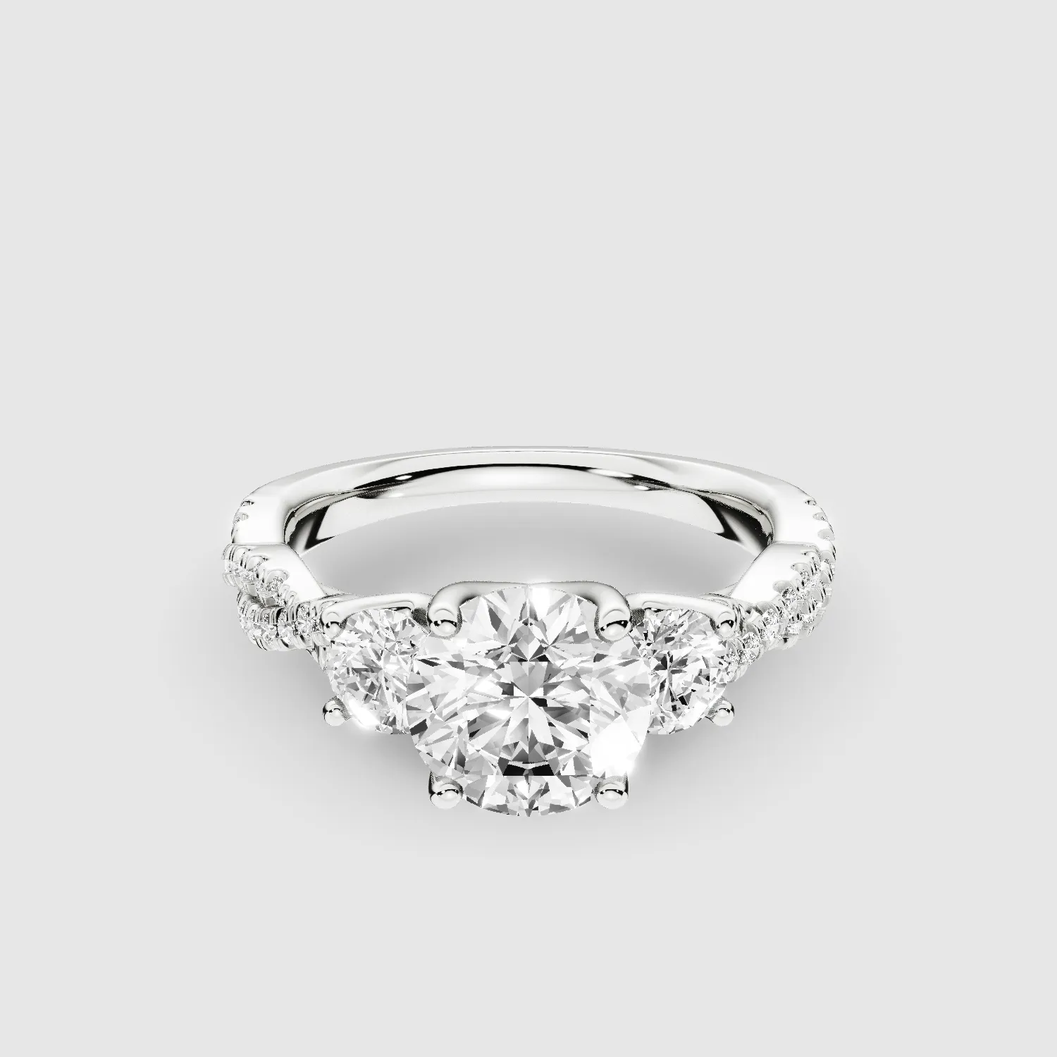 Forever Entwined Three Stone Solitaire Ring-Round