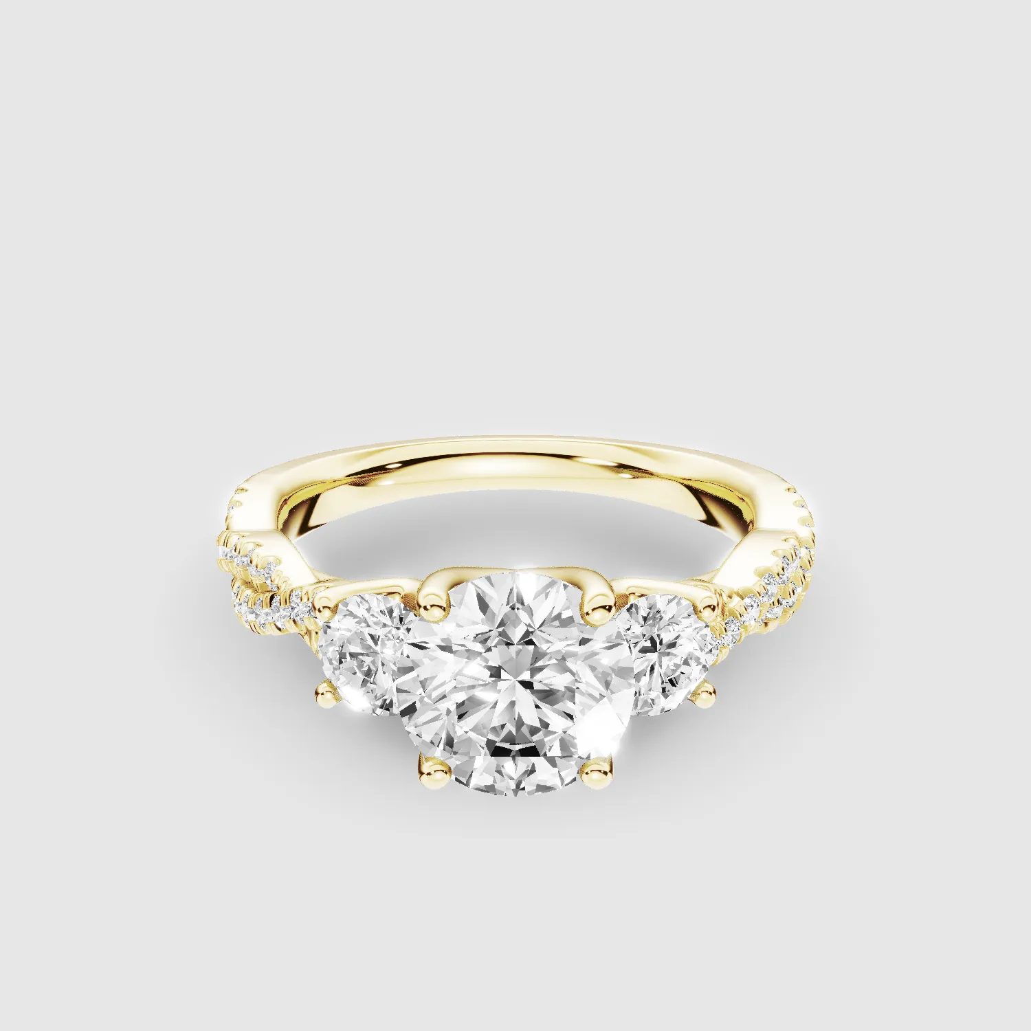 Forever Entwined Three Stone Solitaire Ring-Round