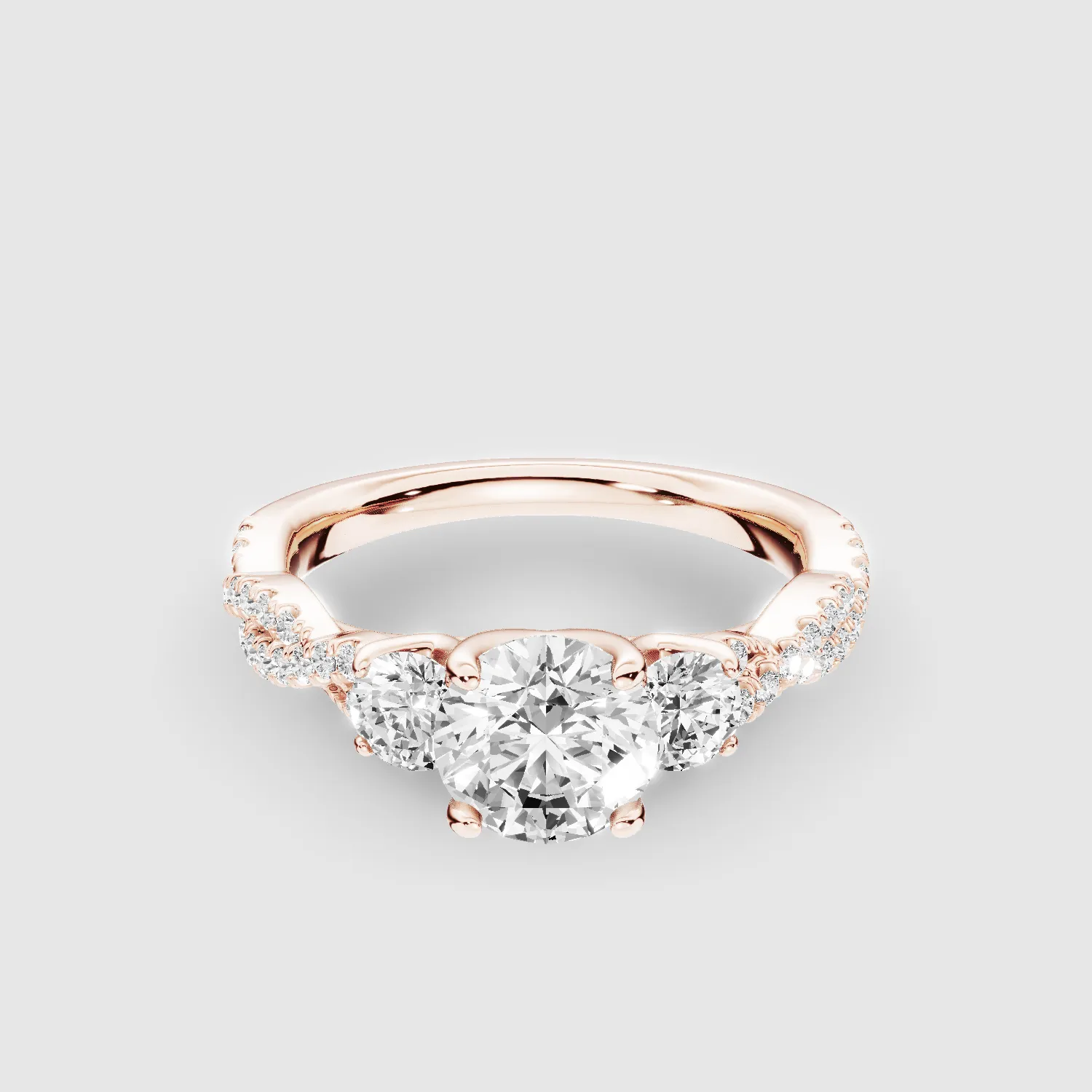 Forever Entwined Three Stone Solitaire Ring-Round