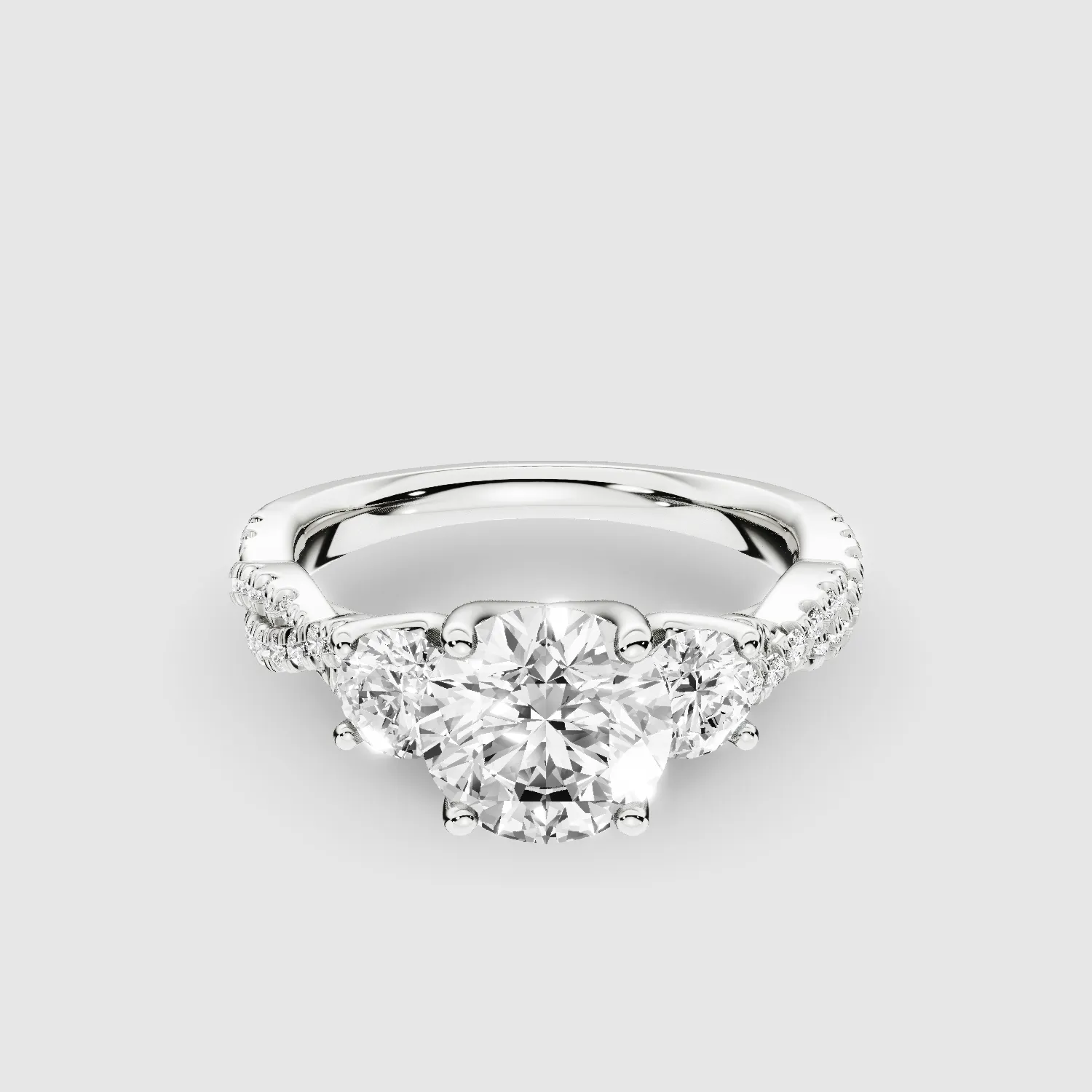 Forever Entwined Three Stone Solitaire Ring-Round