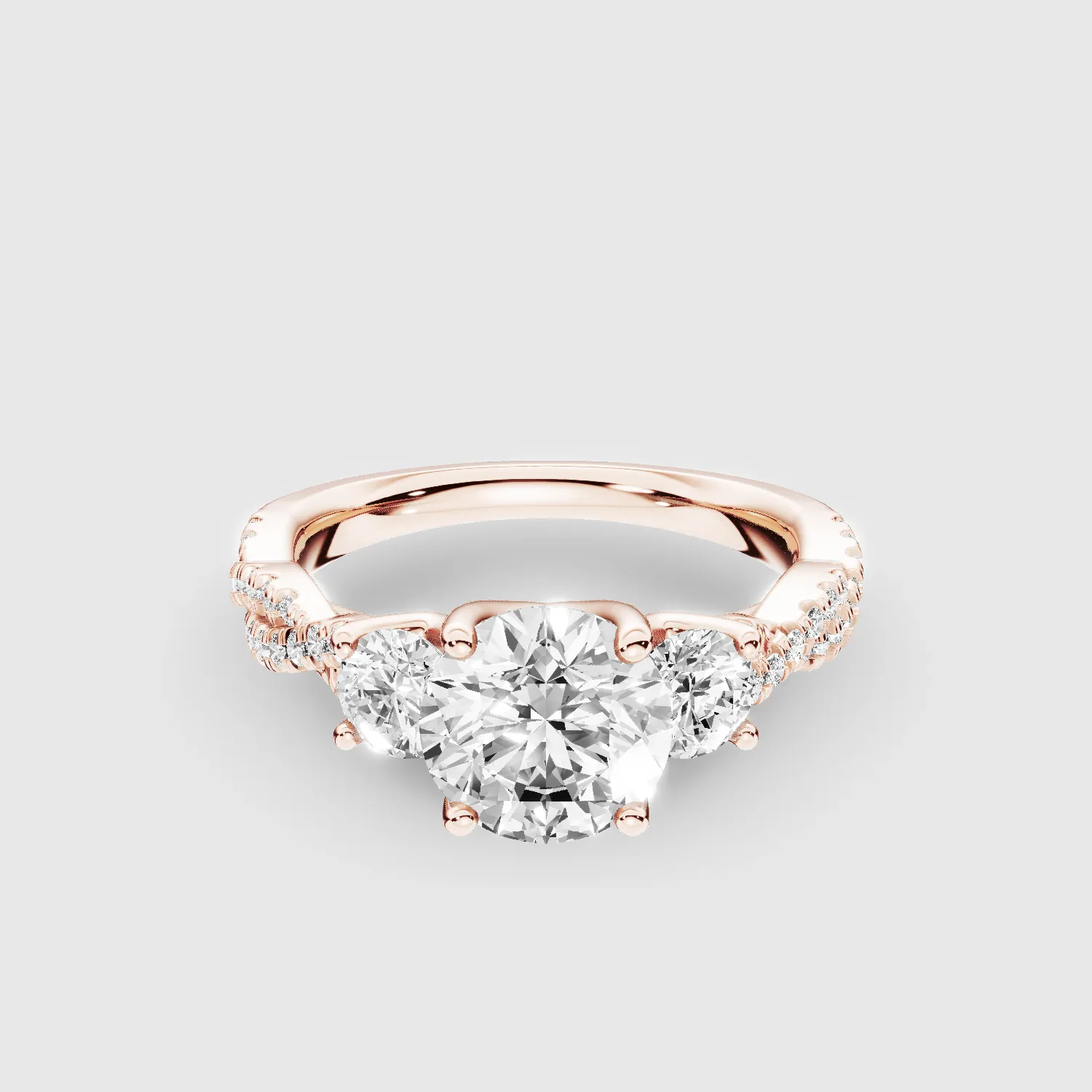 Forever Entwined Three Stone Solitaire Ring-Round