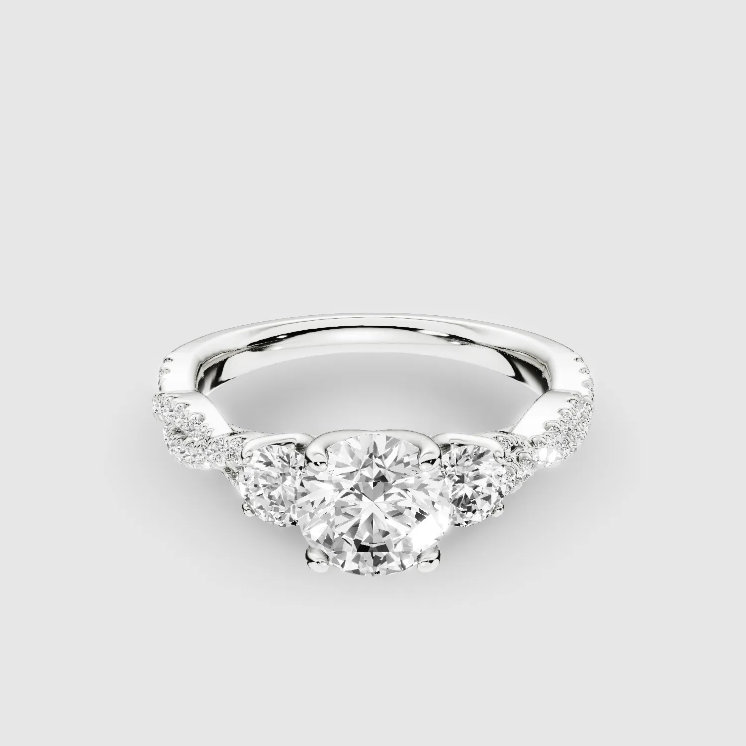 Forever Entwined Three Stone Solitaire Ring-Round