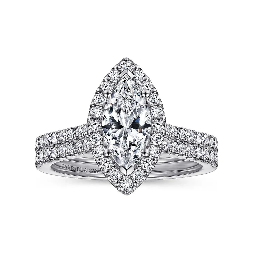 Gabriel & Co Carly - 14K White Gold Marquise Halo Diamond Engagement Ring