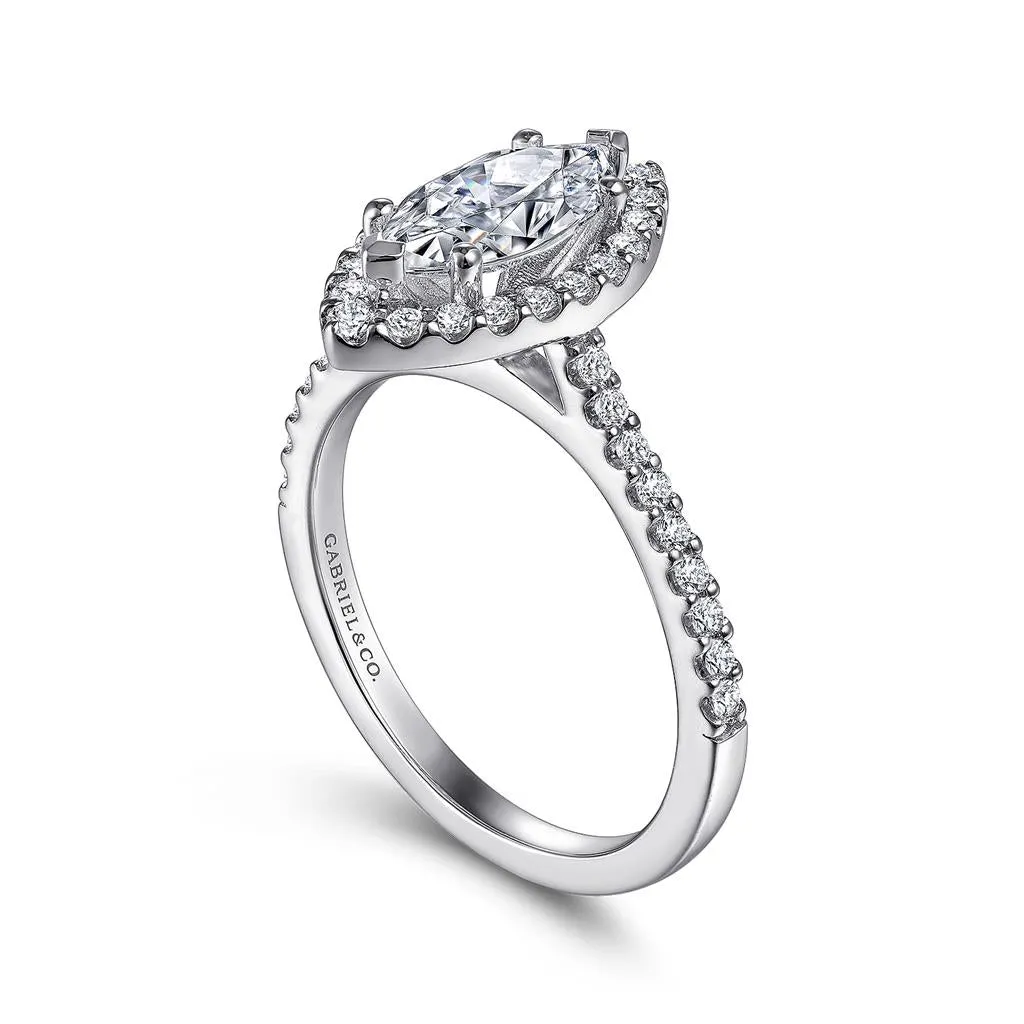 Gabriel & Co Carly - 14K White Gold Marquise Halo Diamond Engagement Ring