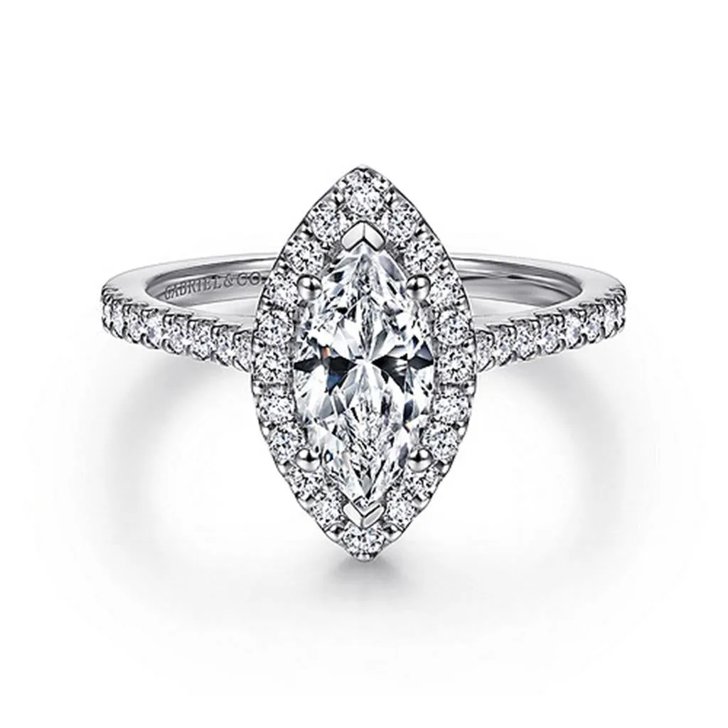 Gabriel & Co Carly - 14K White Gold Marquise Halo Diamond Engagement Ring