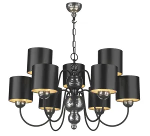 Garbo Pewter and Black 9 Arm Chandelier - ID 3863