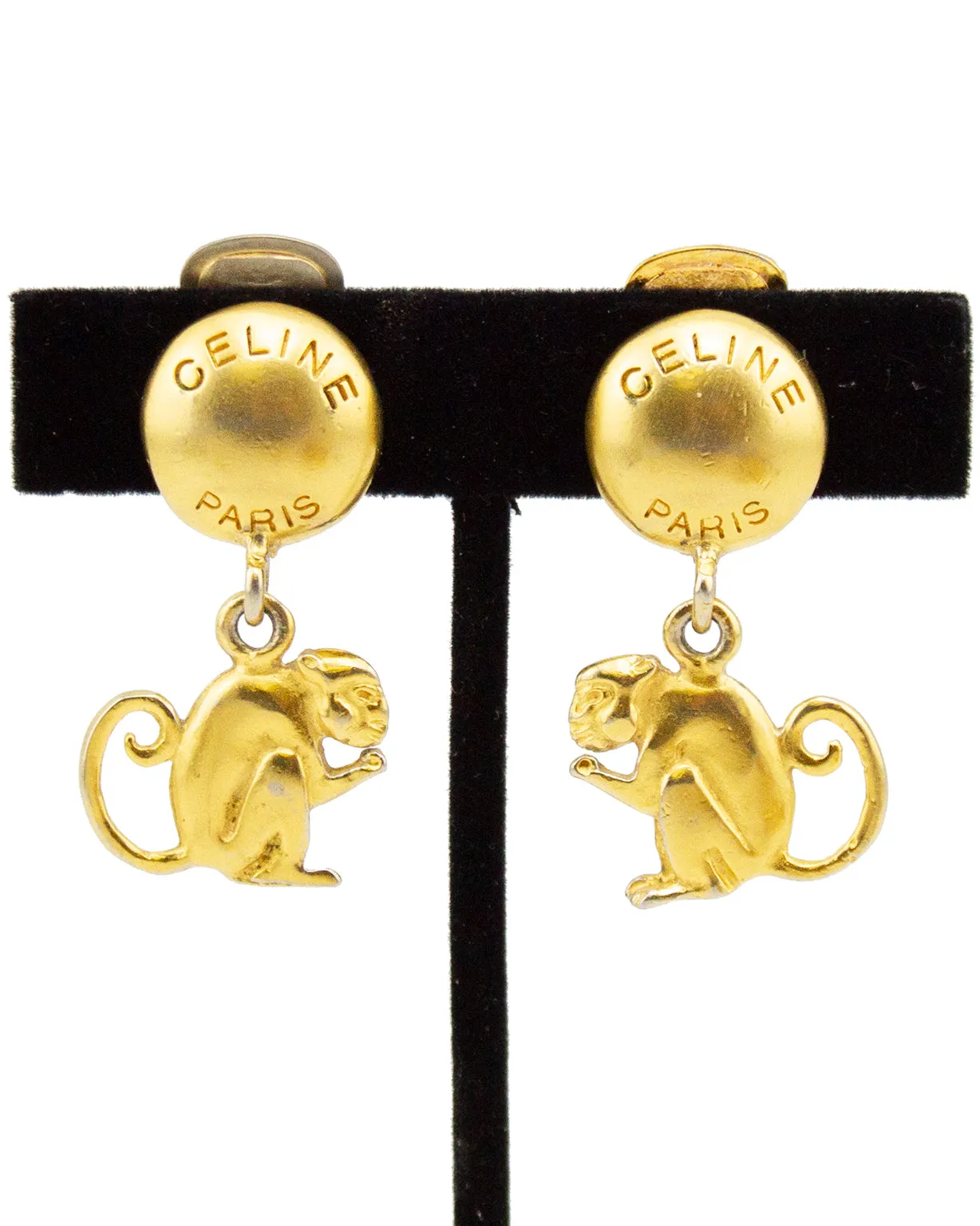 Gilt Metal Monkey Earrings