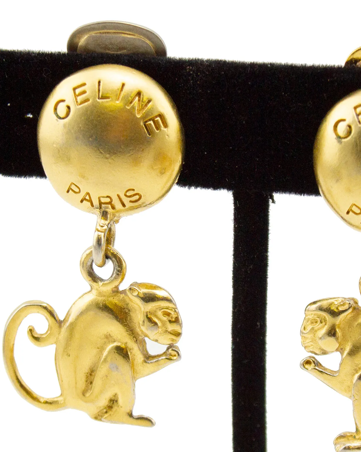 Gilt Metal Monkey Earrings