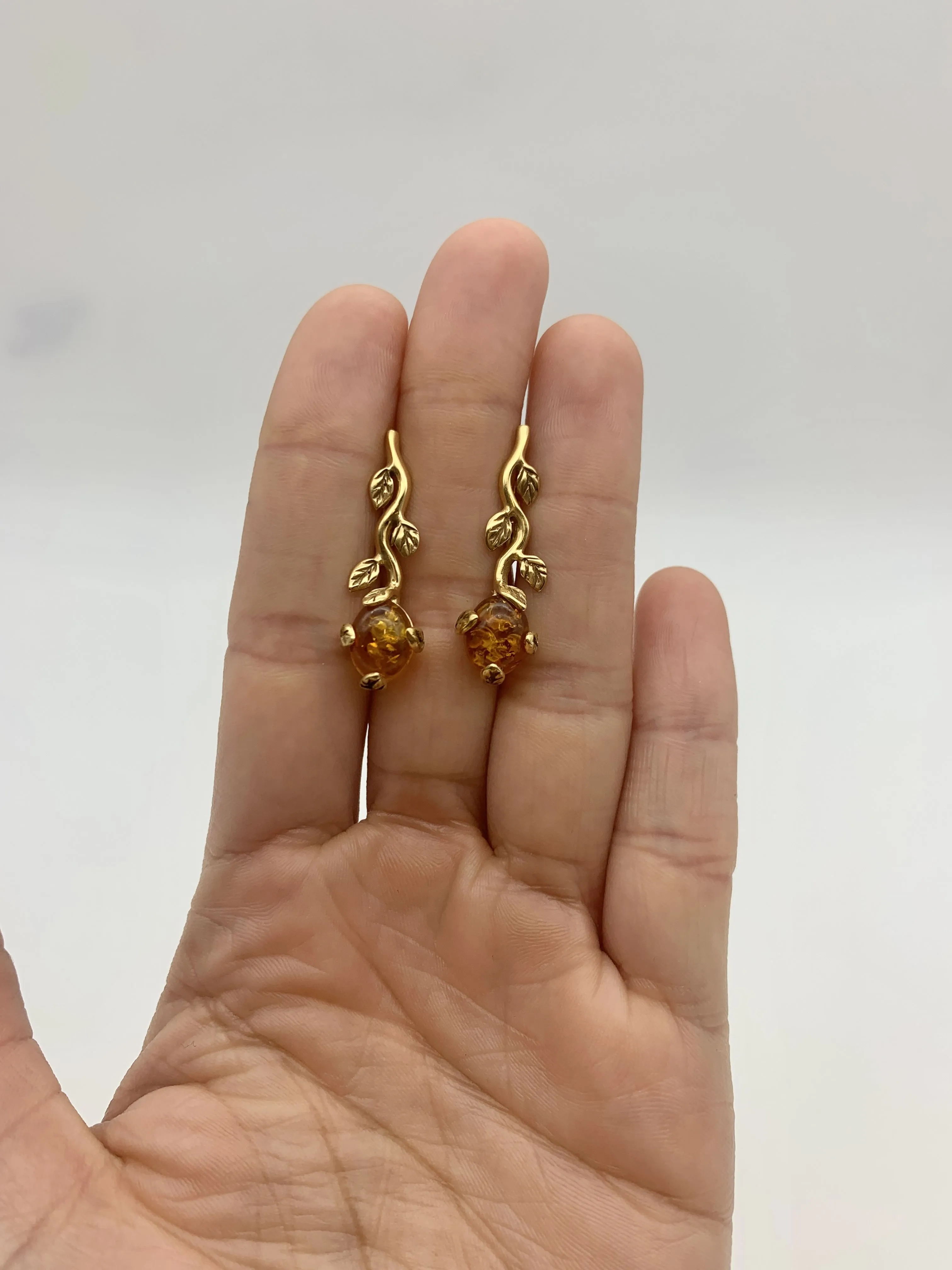 Gold Amber Earrings - Genuine Amber Earrings - Honey Drop Earrings