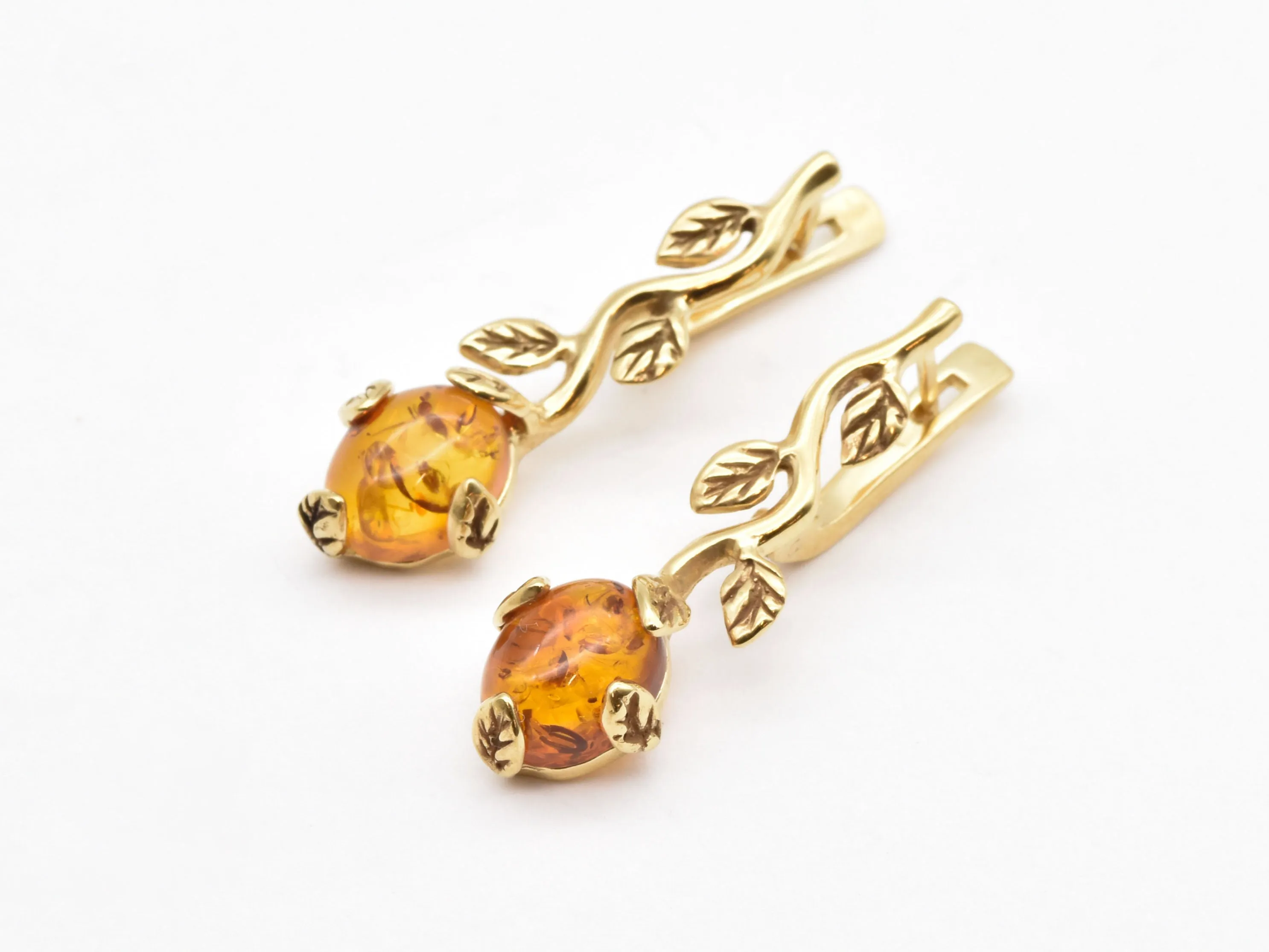 Gold Amber Earrings - Genuine Amber Earrings - Honey Drop Earrings