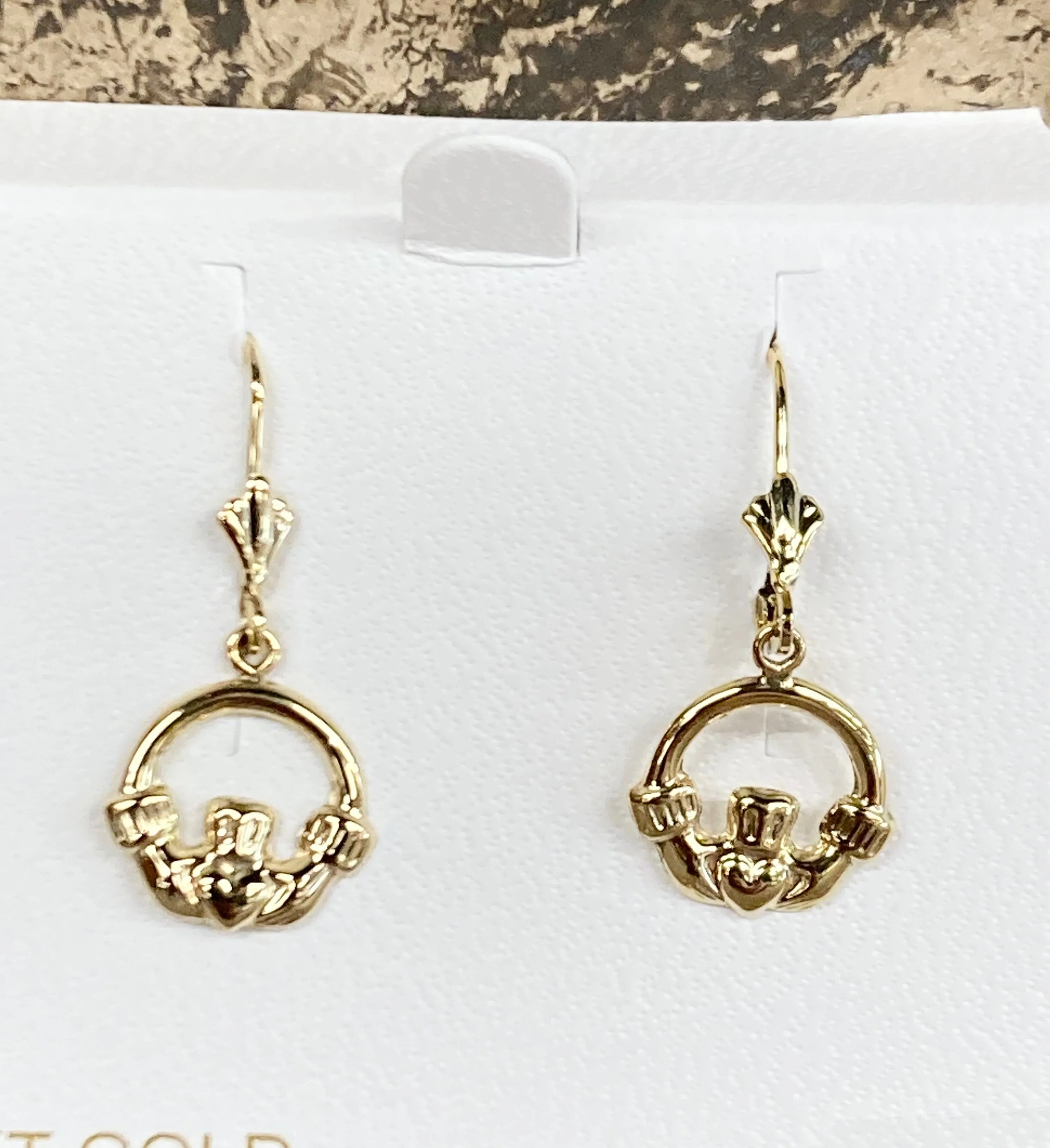 Gold Claddagh Dangle Earrings