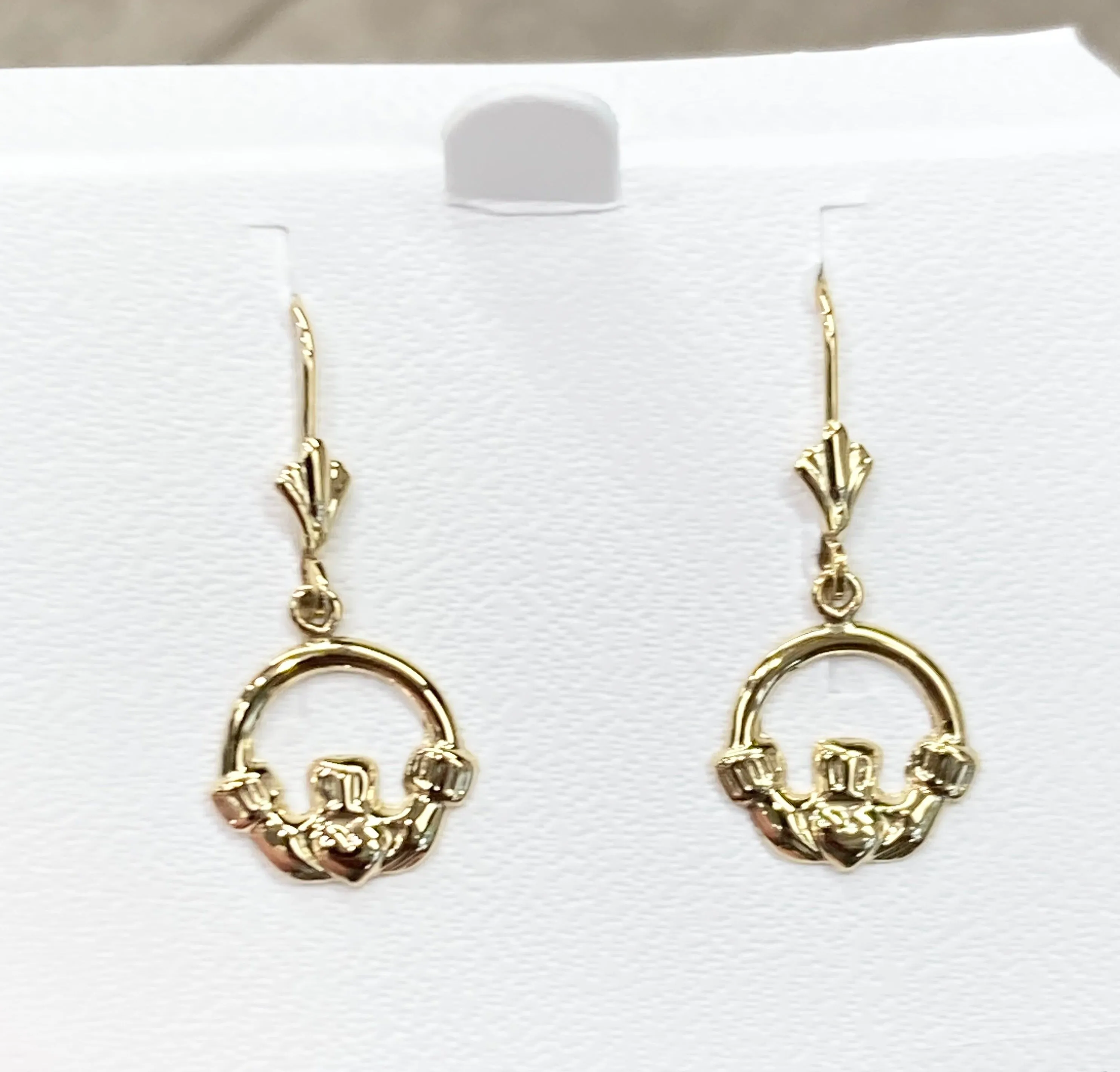 Gold Claddagh Dangle Earrings